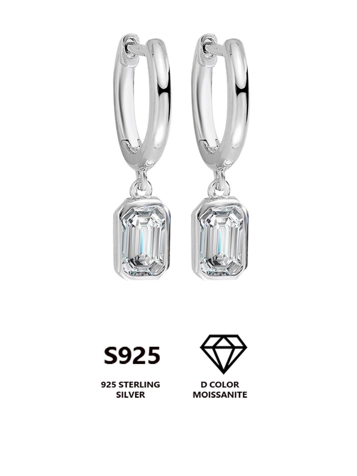 S925 Sterling Silver Synthetic Moissanite Decor Dangle Earrings, Fashionable Jewelry for Women, Trendy All-match & Exquisite Jewelry for Birthday Gift