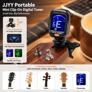 Portable Mini Clip-On Digital Tuner, High Sensitivity Universal Chromatic Tuner for Guitar Bass Violin Ukulele, Compact Camping Travel Instrument Tuner, Professional Accurate Easy Storage Outdoor Performance Tuning Tool