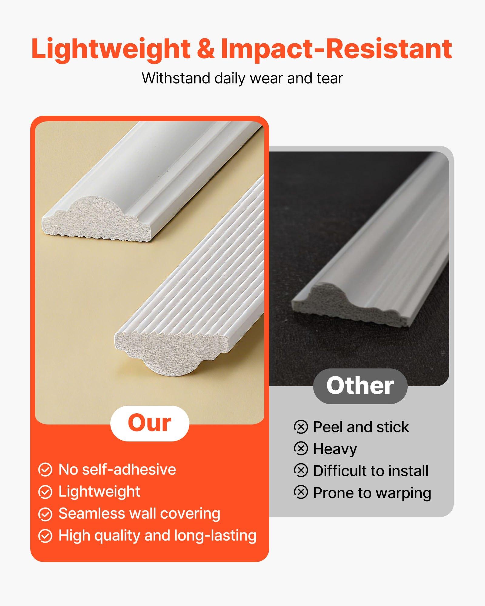 VEVOR Wall Molding 12 Pack, 20 x 20 in Wainscoting Panels Kit, Lightweight Paintable Polystyrene, Easy to Install, Waterproof Accent Wall Trim for Interior Décor Living Room, Bedroom, Home, White VEVOR Wall Molding 12 Pack, 20 x 20 in Wainscoting Panels Kit, Lightweight Paintable Polystyrene, Easy to Install, Waterproof Accent Wall Trim for Interior Décor Living Room, Bedroom, Home, White