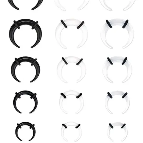 16G-6G Septum Pincher Tapers Rings Acrylic Stainless Steel Internally Threaded Spike Horseshoe Barbells Septum Pincher Nose Ear Cartilage Stretching Kit for Women Men Nose Rings Hoops