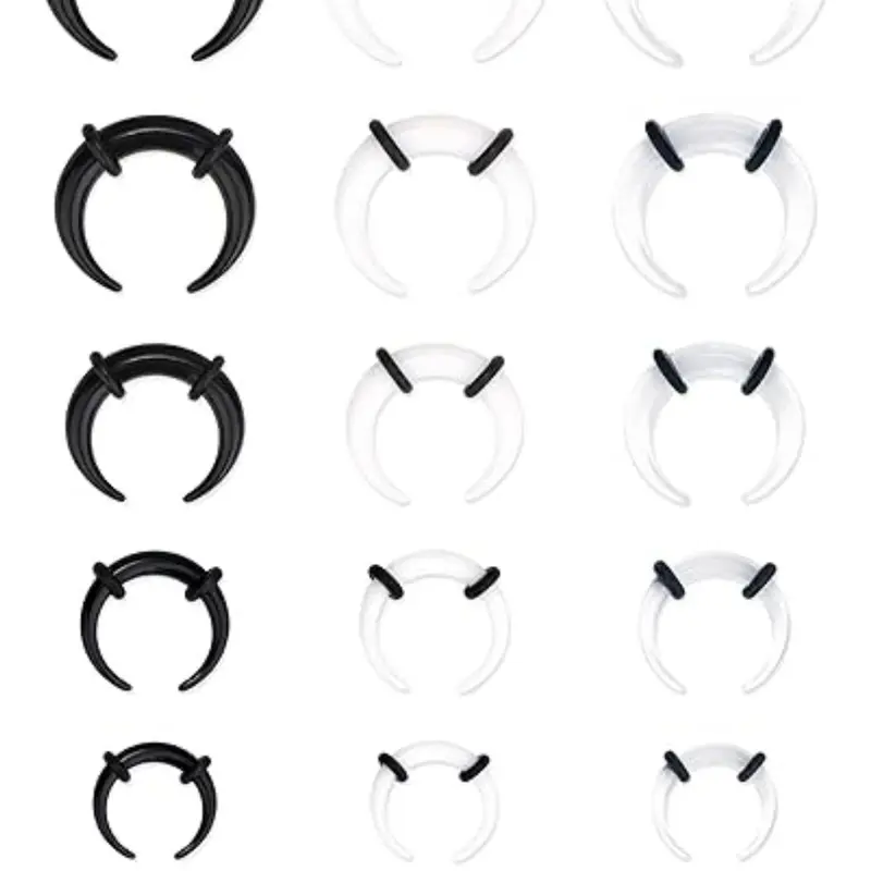 16G-6G Septum Pincher Tapers Rings Acrylic Stainless Steel Internally Threaded Spike Horseshoe Barbells Septum Pincher Nose Ear Cartilage Stretching Kit for Women Men Nose Rings Hoops