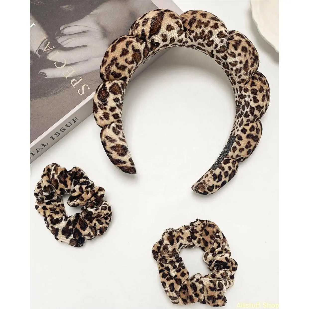 Leopard Print Hair Ties, Scrunchies & Headband Set for Autumn and Winter, Casual Simple Fashionable Hair Accessories for Women, Minimalist Headwear Suitable for Thick Hair