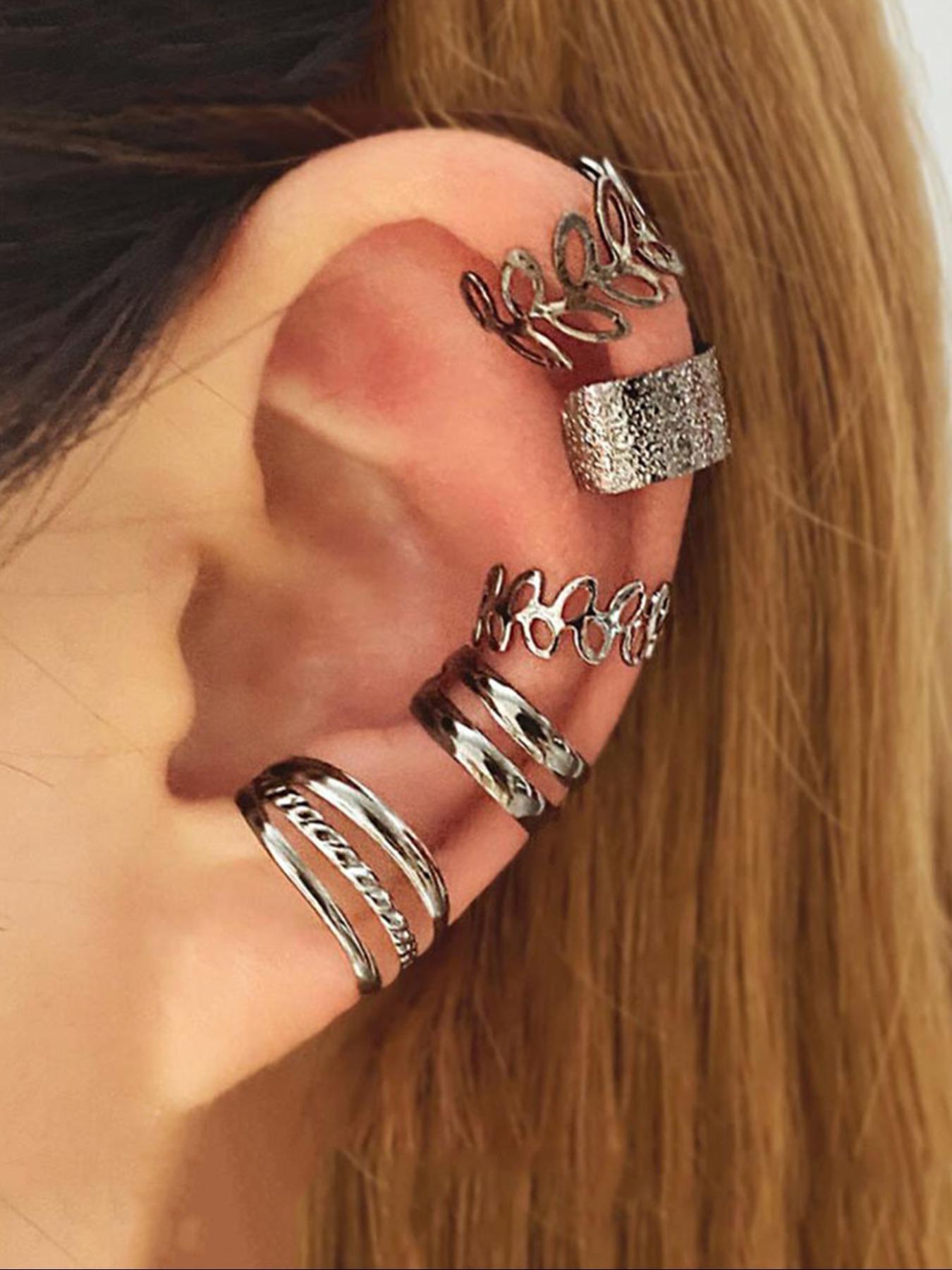 Women's 2024 Summer Hollow Out Ear Cuff, Hollow Out Design C-shaped Ear Cuff, Ear Jewelry for Party, Daily Decor for Girl