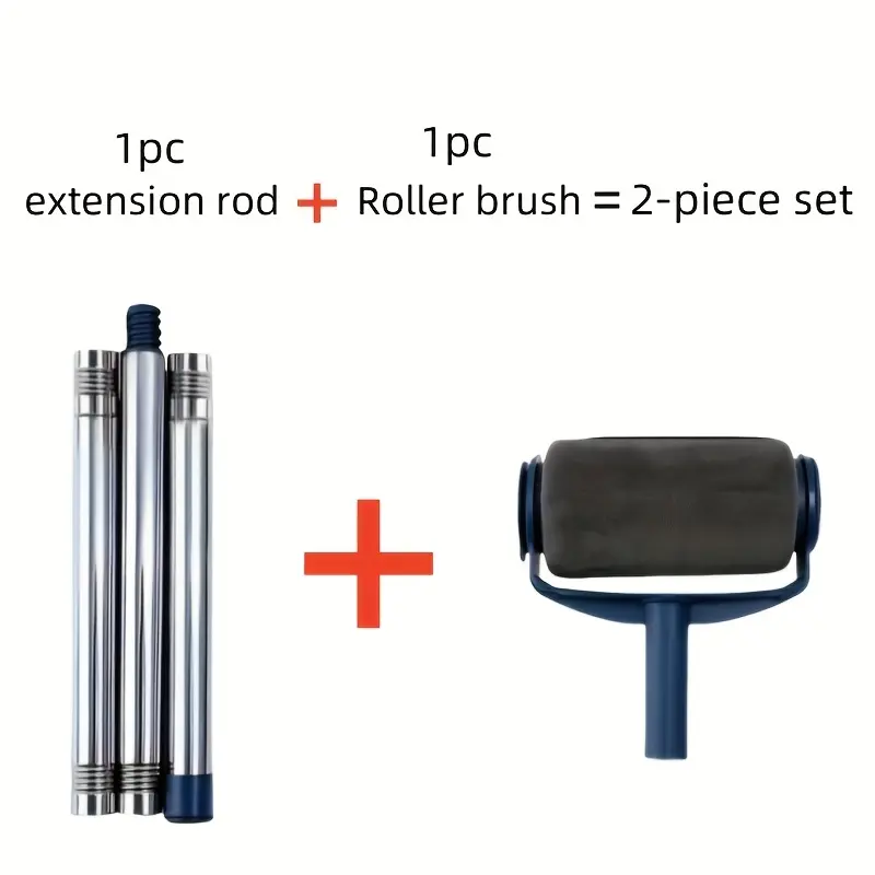 2-Piece set of large self-priming paint rollers with extension rods - perfect for latex paint and wall paint, smooth and even coating, easy to use, metal and plastic materials, home decoration paint kit
