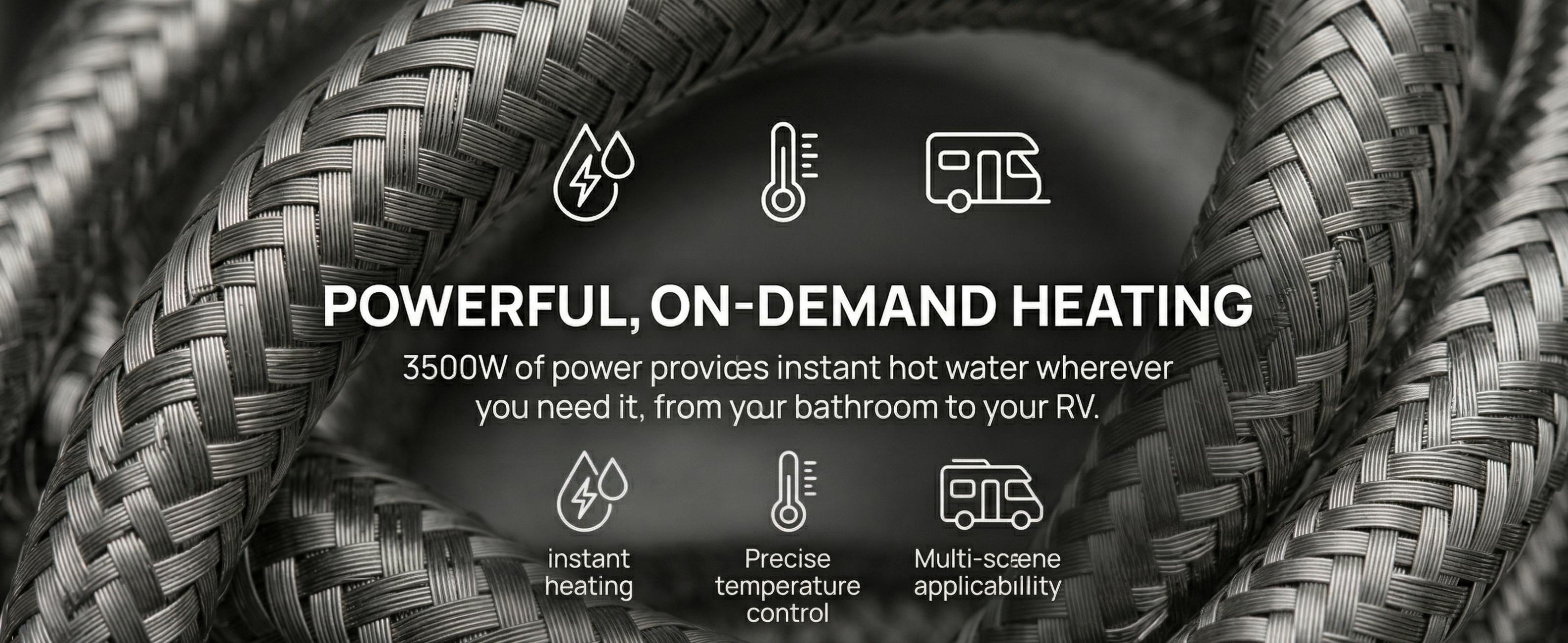 3500W Tankless Water Heater with Shower Head, Instant Hot Water, LCD Temperature Display, Compact Electric Heater for Bathroom Kitchen RV, Easy Install 110V