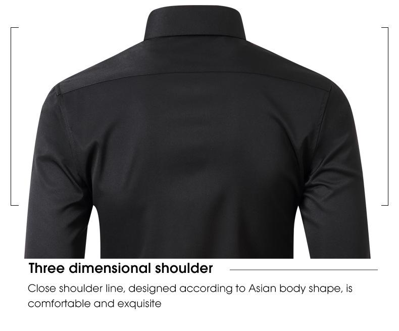 Four-way Stretch Men's Shirt Wrinkle-Free Anti-crease Simple Business Style Lightweight Dress Shirt for Menswear