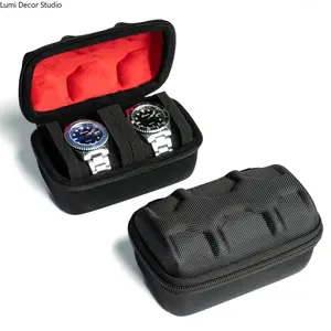 2-Slot Hard Shell Watch Travel Case - Durable, Crash-Proof Storage Organizer with Secure Latch for Men & Women, Portable for All Seasons