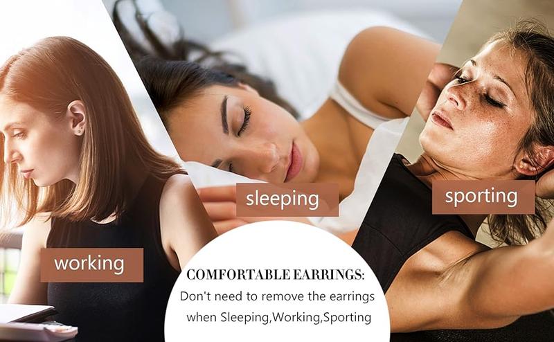 Exquisite Small Hypoallergenic Flat Back Stud Earrings for Women Men 14K Gold Plated Surgical Stainless Steel Earring Sets Tiny Screw Back Cartilage Earring