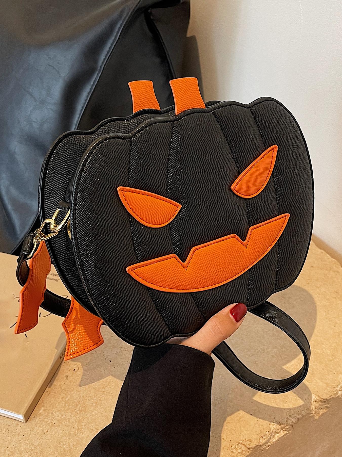 Halloween pumpkin shaped women's crossbody bag shoulder bag, simple and personalized niche holiday bag, pumpkin head women's bag with design sense, cute cartoon bag, suitable for Halloween use or as a gift for friends.
