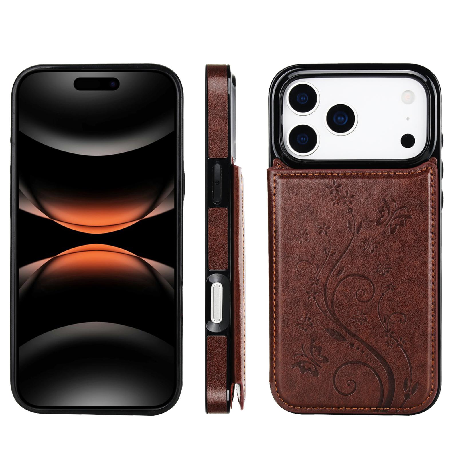 Floral Pattern PU Leather Wallet Case for iPhone 17/16/Pro Max/15/14/13/12 with 3 Card Slots, Magnetic Clasp, RFID Blocking, Kickstand, Durable TPU Bumper - Cellphone