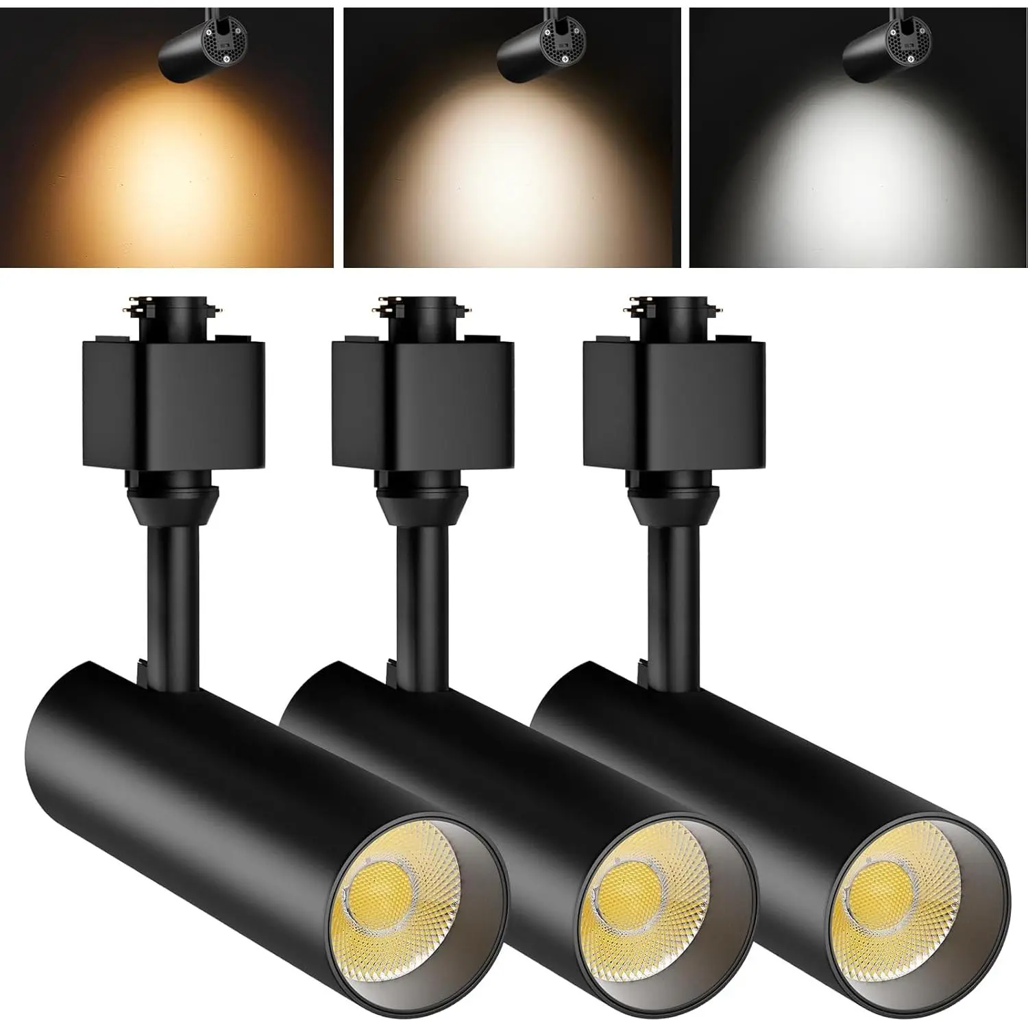 3 Pack 10W Track Lighting Heads LED Dimmable H Type Track Light Fixtures 3000K-4500K-6000K Ceiling Spotlight 24° Angle for Art Accent Lighting Flicker Free CRI90+ 1000lm Black