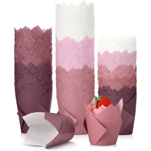 500 Pcs Standard Size Gradient Pink Tulip Cupcake Liners, Party Baking Liners Greaseproof Cupcake Wrappers Muffin Liner Baking Cups  Wedding Birthday Baby Shower Holiday Party