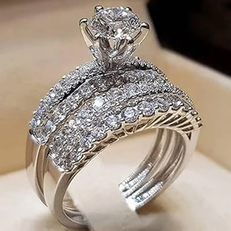 Women's Unisex Wear 2-Band Boho Rhinestone Ring - All Seasons Sparkling Look Imitation Diamond Statement Ring, Fashion Sports & Outdoor Jewelry Accessory