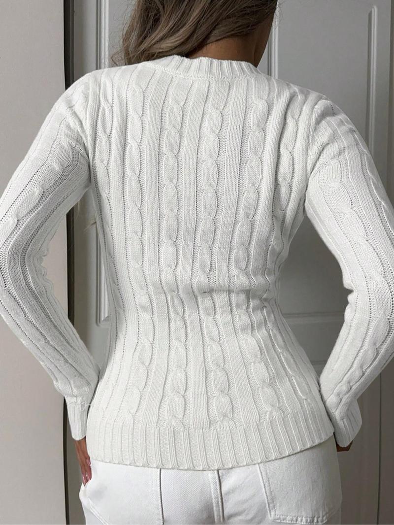 Women's Horse-Embroidered V Neck Sweater Pullover, Casual Long Sleeve Jumper for Spring & Fall, Fashion Women's Knitwear for Daily Wear, Womenswear