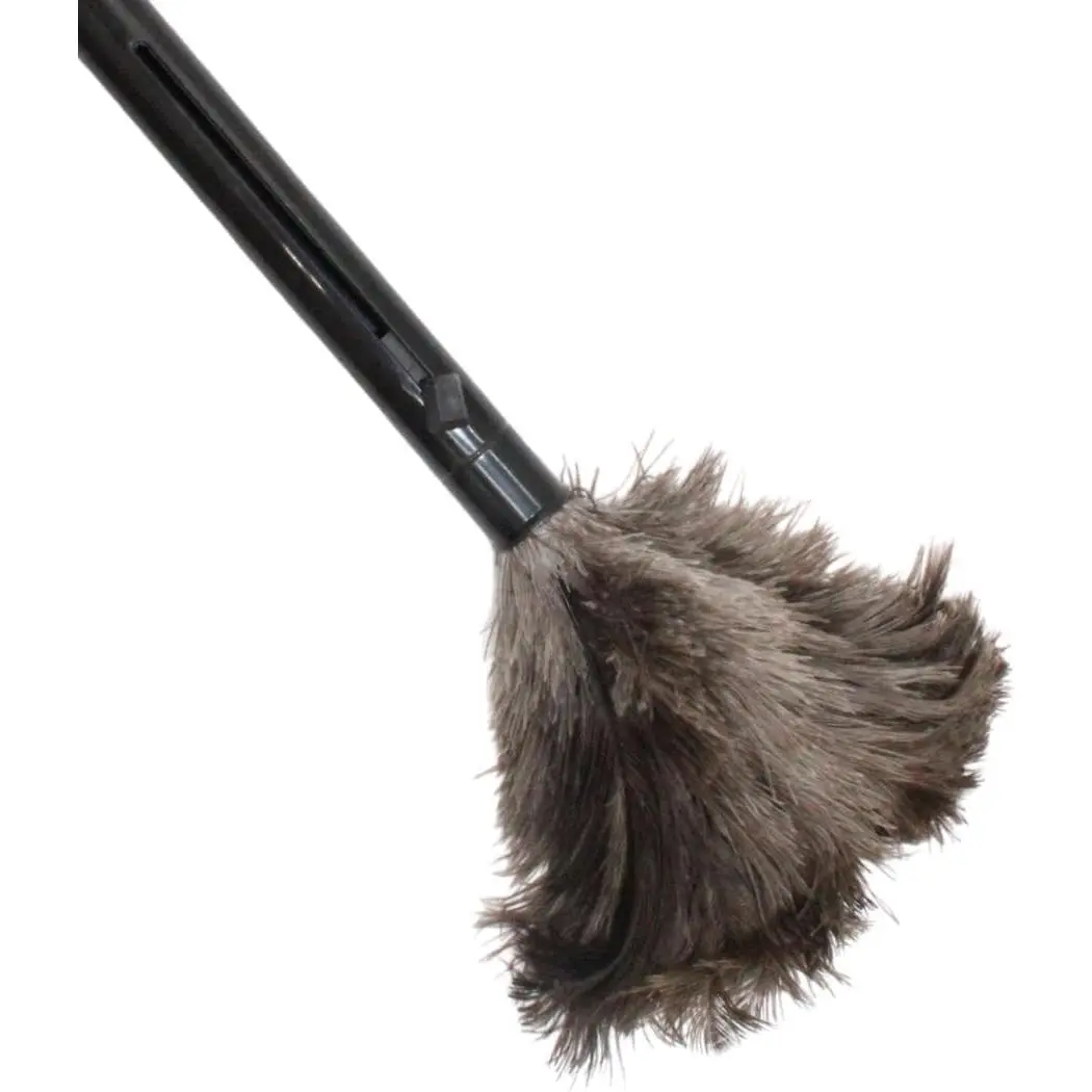 Retractable Feather Duster 8-14 in Adjustable - Natural Ostrich Feather Duster for Cleaning Ceiling Fans, Blinds, Plantation Shutters, Walls & Furniture - Quality Checked in USA - 1 Pack