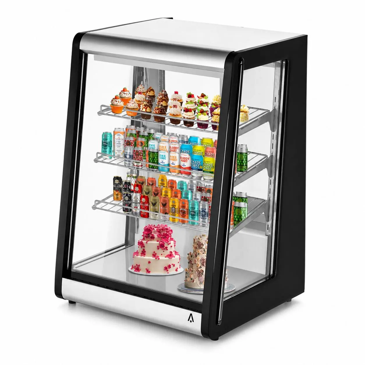 5.2 Cu.Ft Commercial Countertop Cake Display Refrigerator – Double-Layer Tempered Glass – Digital Temperature Control – Adjustable Shelves – LED Lighting – Black Merchandiser Cooler for Bakery, Cafe, Restaurant