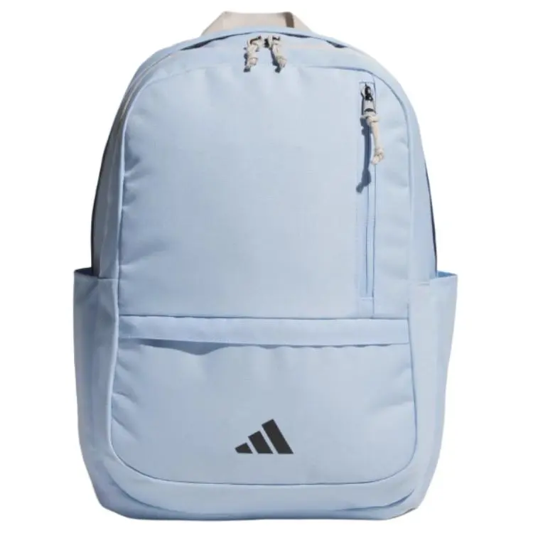Adidas Logo Zippered Backpack for Men and Women – Shiny Blue Recycled Polyester