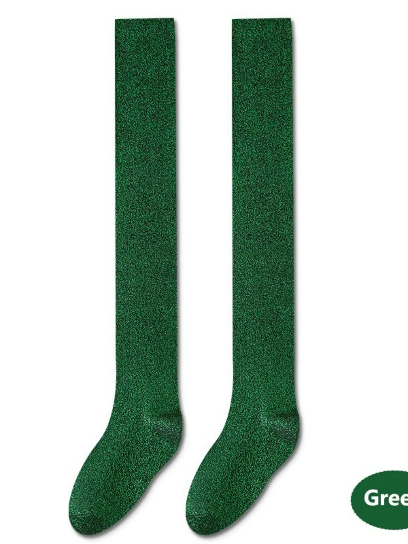 Glitter Thigh High Socks, Shiny Metallic over the Knee Socks, Casual Plain Design, All Seasons, Perfect for Daily & Party Wear