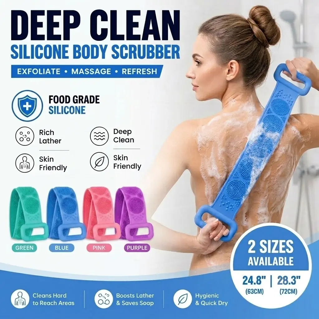 Silicone Exfoliating Back Scrubber – The Ultimate Tool for Deep-Cleansing and Exfoliating Your Body in the Shower