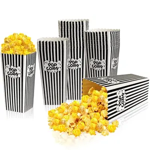 Popcorn Boxes, 18 Movie Night Popcorn Paper Buckets 7.88 Inches Tall Large & Holds 46Oz Capacity Popcorn Bags Individual Servings for ,Carnival Party Supplies