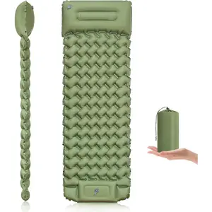 Sleeping Pad for Camping - Thick Inflatable Camping Mat with Built-in Pump & Pillow, Ultralight Self Inflating Camping pad, Backpacking Sleeping Mat for Hiking, Tent, Traveling