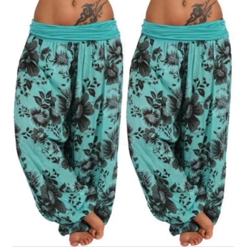 Women Boho Loose Pants Paisley High Waist Ankle Tied Harem Pants Baggy Long Bloomers Trousers Female Trousers Pantalones Womenswear Bottom Comfort Fit