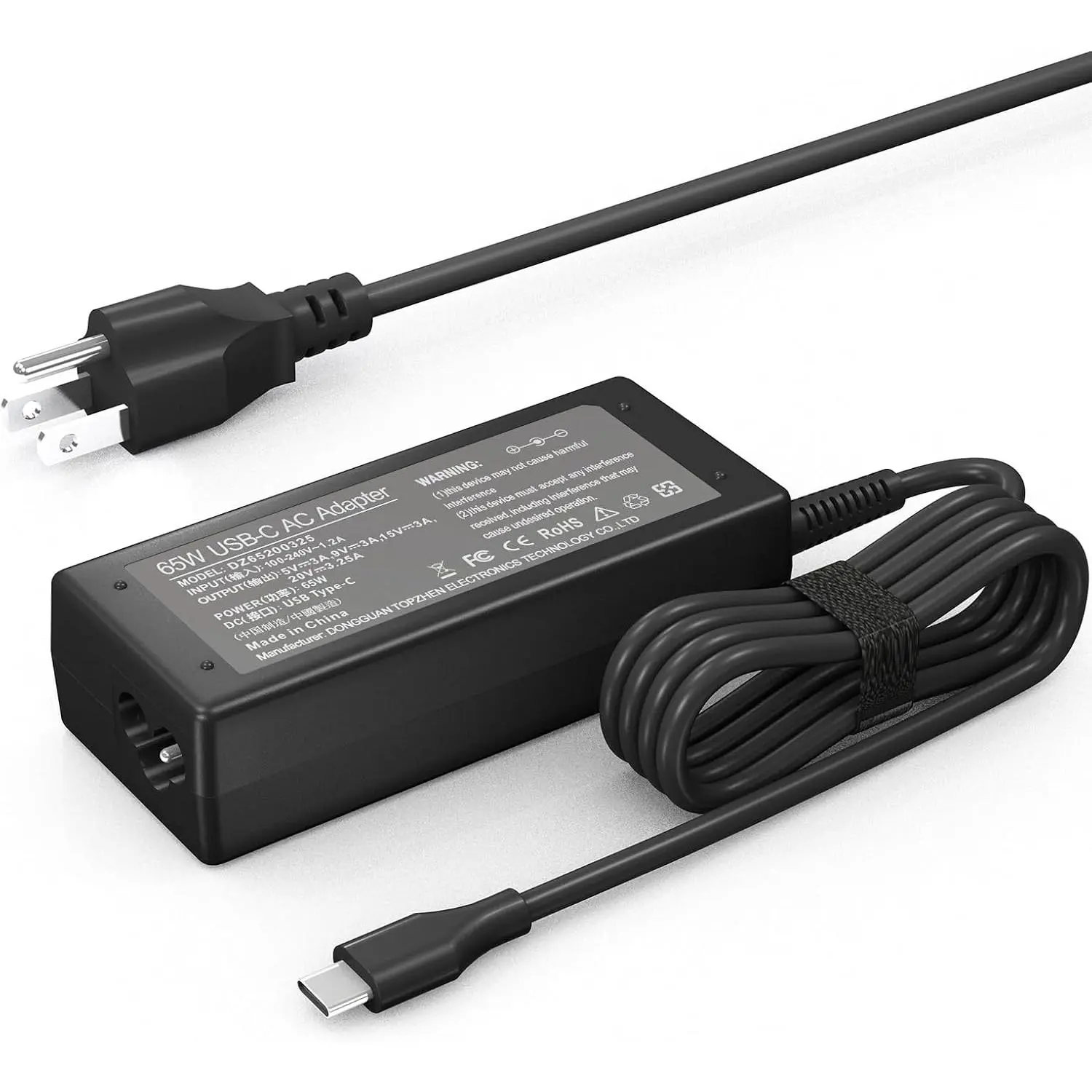 65W USB-C Laptop Charger - 9V-3A, Input 100-240V, Multi-Model, Compatible with Chromebook & 45W Chromebook Type-C Power Cord