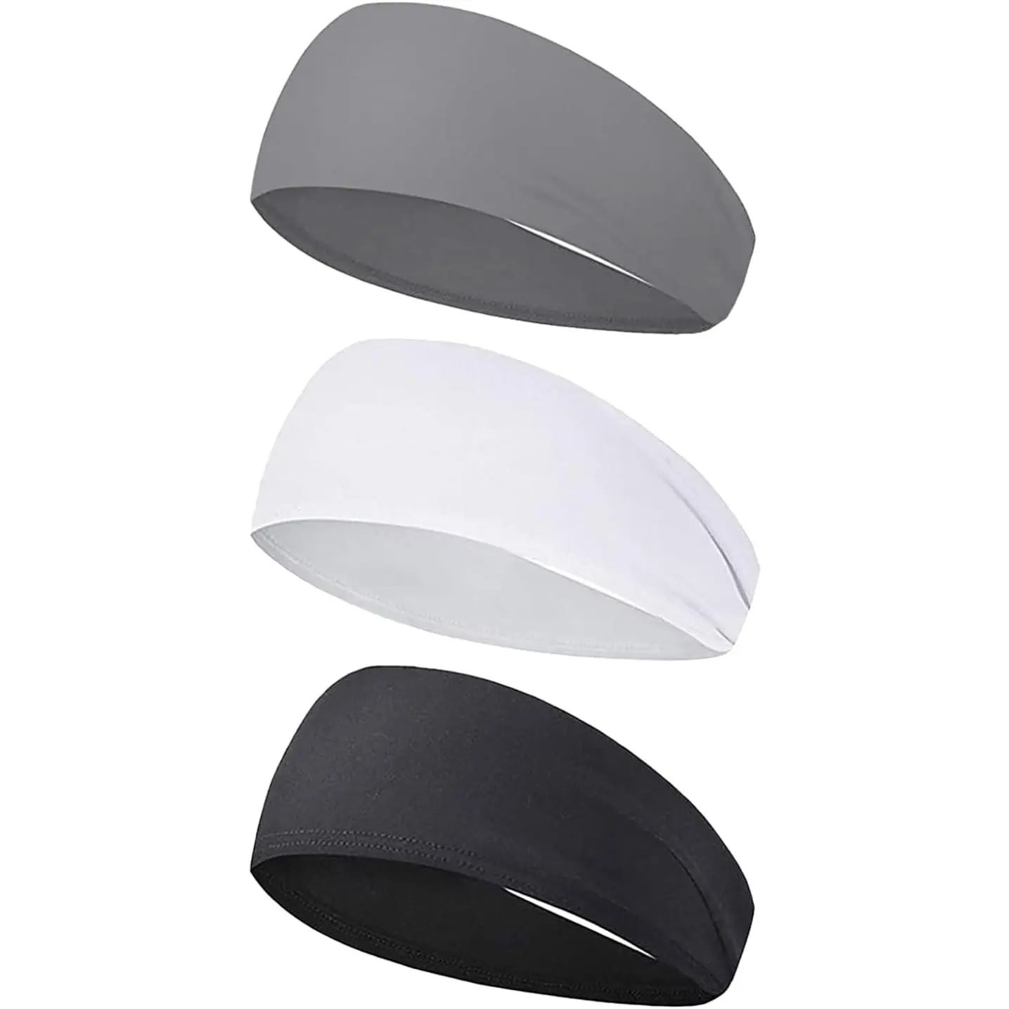 3Pack Sports Headbands for Men Women, Moisture Wicking Workout Headband, Sweat Headbands for Running, Cycling, Skiing, Gym, Tennis, Golf, Camping