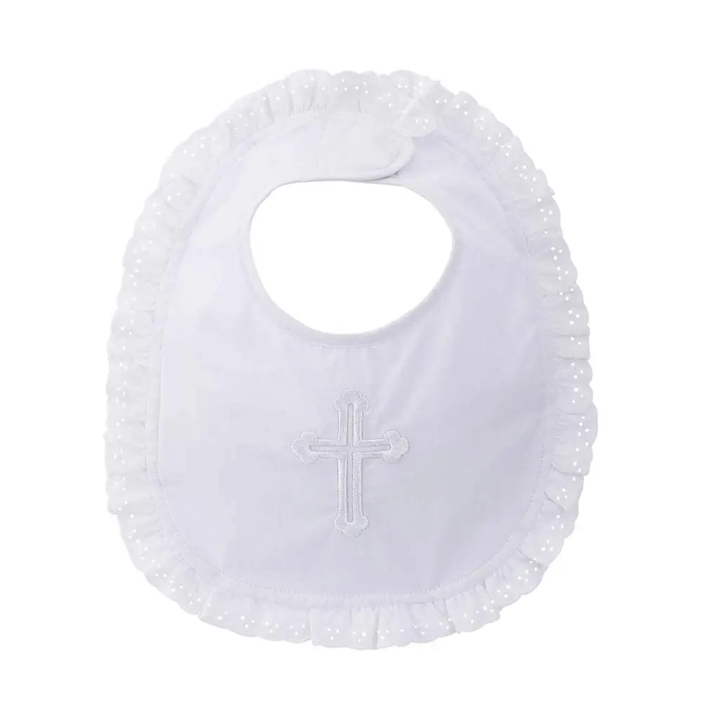 Baby Girls Embroidered Cross Bib Set, Infant Baptismal Christening Outfit, New Model Gift for Baby & Maternity Fashion Accessories