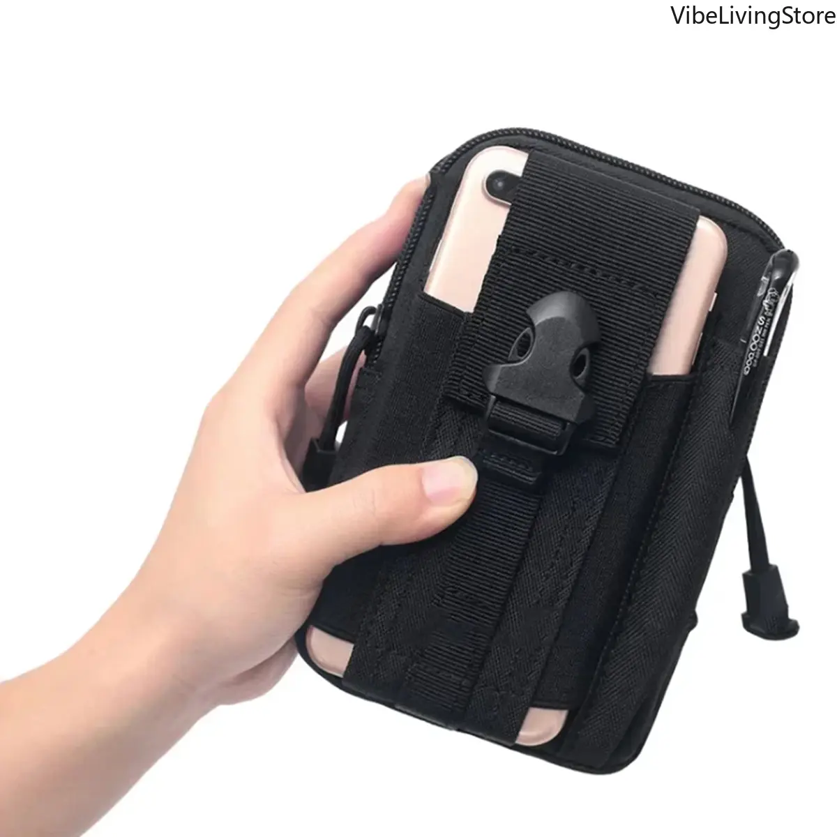 Tactical Waist Pouch, Heavy Duty Nylon Molle Utility Bag with Multi-Layered Pockets, Quick Release Buckle & Adjustable Belt for Hiking, Camping & Motorcycle Rides