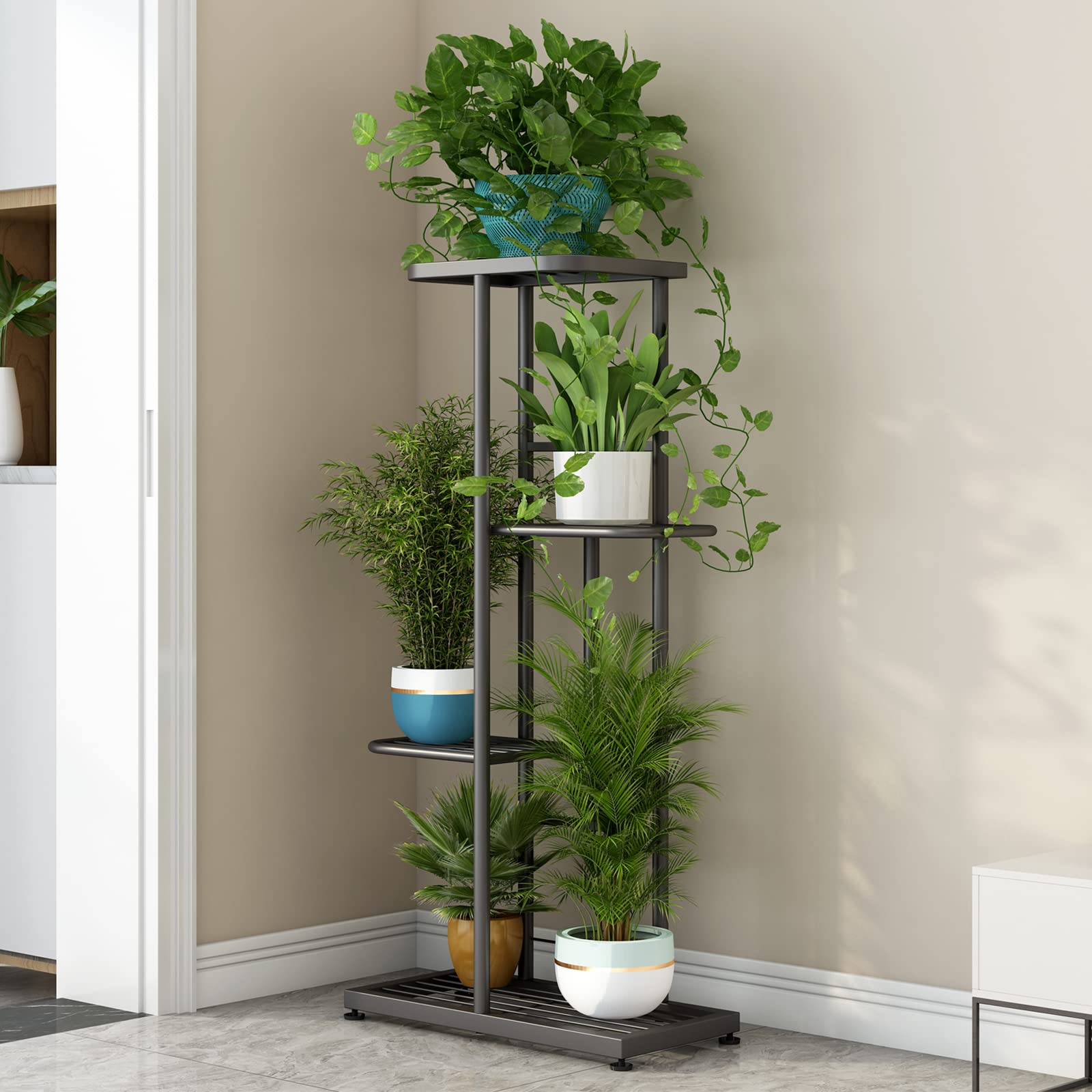 Plant Stand Indoor Outdoor Metal 4 Tier 5 Potted Multiple Flower Pot Holder Shelf Planter Display Shelving Unit for Patio Garden Corner Balcony Living Room【A001】 Deals For You Days