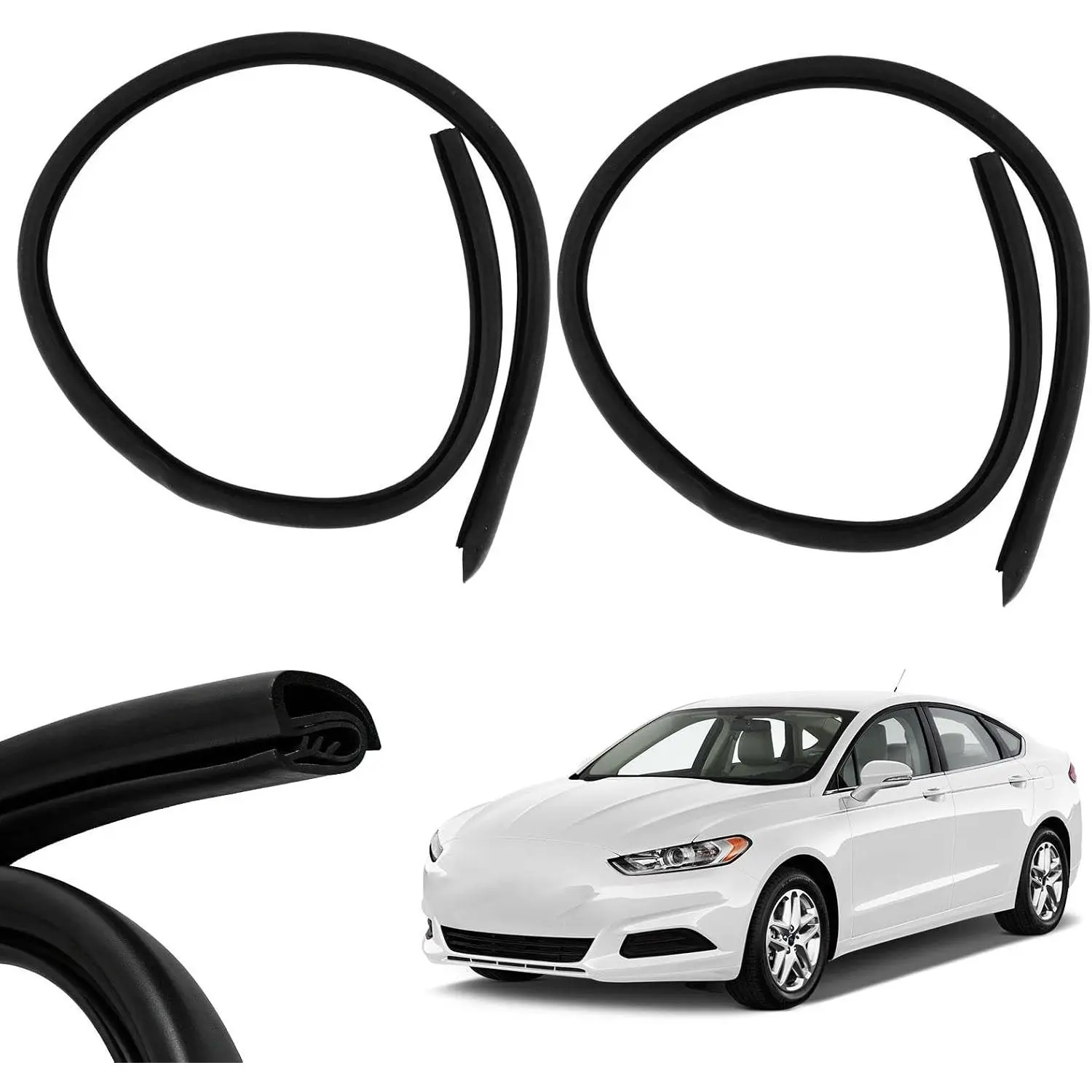 2 count 2.62Ft Automotive Weather Stripping Door Seal, Thickened Rubber  Trim with U-Shaped Metal Clips for Noise Reduction, Push-in  Door Rubbers Seal Strip
