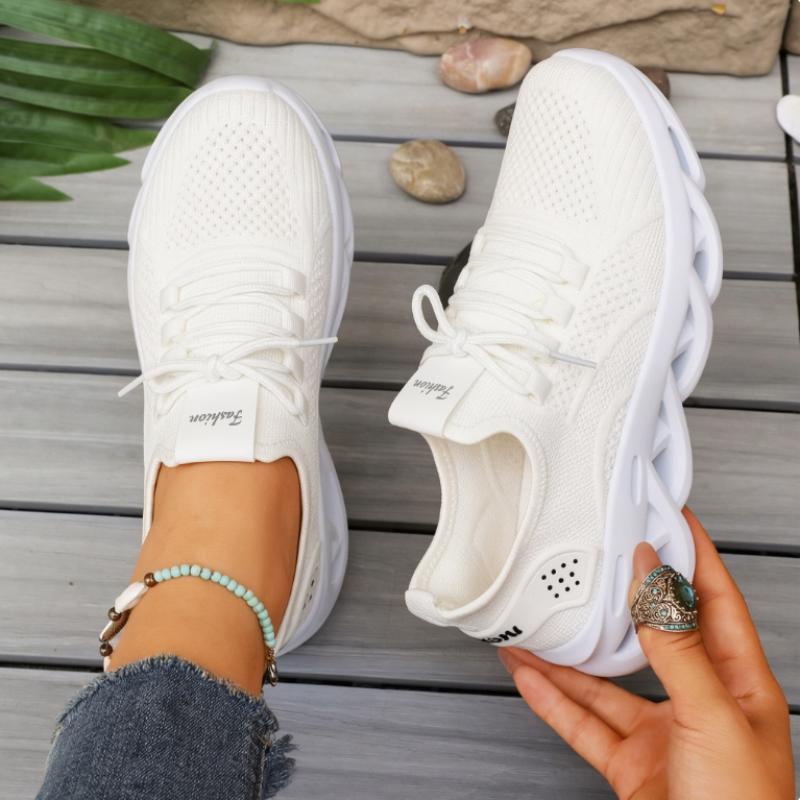 Women's Lightweight Casual Sneakers - 3.5cm Thick Sole Breathable Athletic Trainers, Retro Cute All-Season Footwear for Commute Travel, Black White Khaki Pink Shoes
