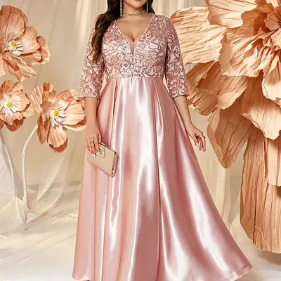 champagne color formal dress plus size Floor Length Whether you are dressing Black Bridesmaid Dresses 2025 MACRO_Abbigliamento Color:dusty blue Dress shein