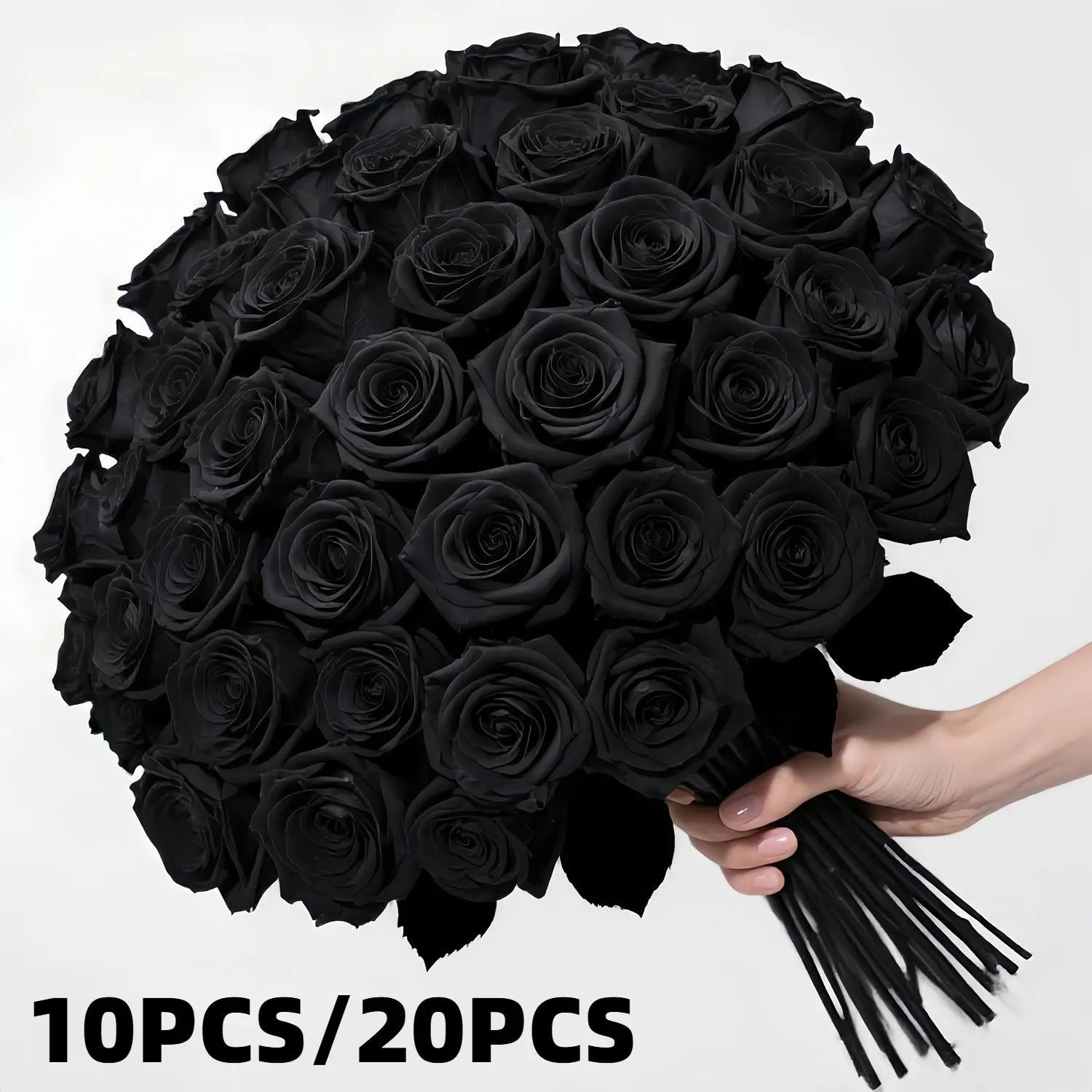 10/20pcs Bundles High-Quality Black Artificial Rose Bouquet - Autumn Festival Faux Flowers for Holiday and Party Decor, Home Use Wedding DIY Outdoor Garden Elegant Floral Arrangement Gathering Present Yard Cemetery Memorial Ornament