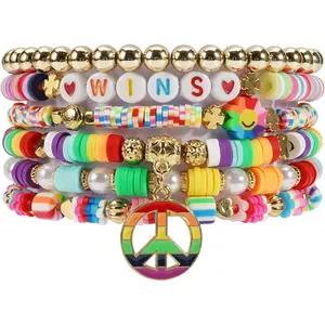 Bracelet for Women Polymer Clay Bead Bracelet Heishi Surfer Bracelets Set