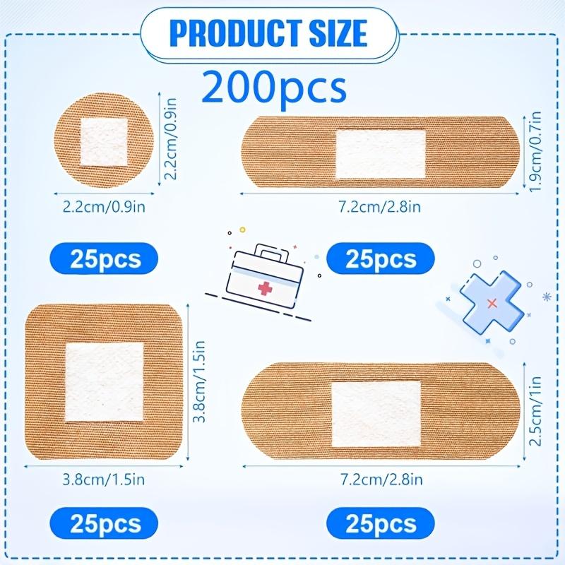 100/200pcs Flexible Fabric Adhesive Bandages Bulk Assorted Bandages Breathable Bandages Fingertip Bandages for Finger Wound Family First Aid Skin Wrap (4 Styles)