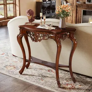 Antique Victorian Half Moon Console Table 38", Curved Entryway Sofa Table for Hall & Living Room Decor