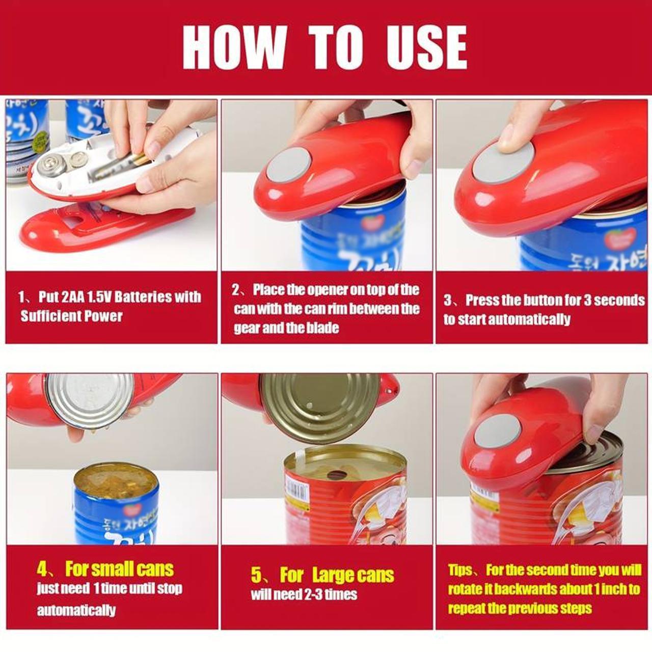 Electric Can Opener, 1 Count Battery Powered Automatic Can Opener, Household Kitchen Gadgets for Home, Office and Outdoor Camping (batteries not included)