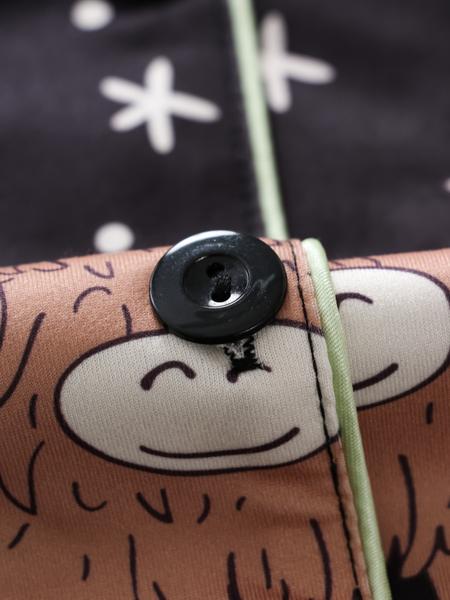 Women's Leopard Print Button Front Pocket Shirt & Pants Pyjama Two-piece Set, Elegant Comfy Long Sleeve Top & Trousers PJ Set, Ladies Sleepwear for All Seasons, Pajama Set