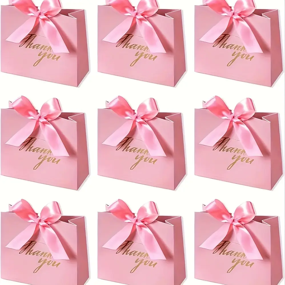 Set of 20 Mini Gift Bags Made of Thick Cardstock  Boxes with Ribbons for Birthday Party Packaging, Polyester/Paper Material, Gift Boxes Featuring Durable Decorative Ribbon Details, Suitable for Gift Packaging on Occasions Such as Christmas and Halloween