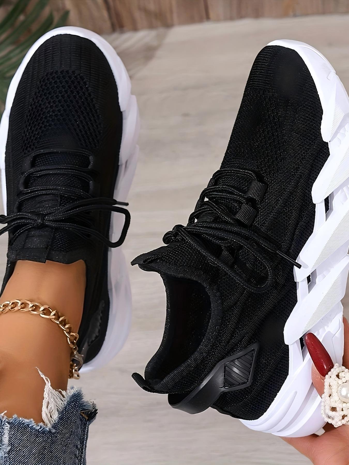 Women's Fashionable Lace Up Low Top Sneakers, 2024 New Style Casual Comfortable Breathable Sports Running Shoes, All-match Basic Shoes for Daily Wear, Athletic Running Shoes, Runner Athletic Shoe, Sporty Running Shoes