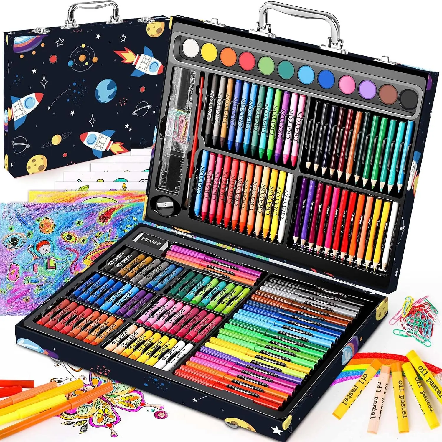 183-Pack Cute Preppy Stuff School Office Teacher Supplies | 48 ct Crayons,24 Oil Pastels,24 Drawing Pencils,Art Markers,Watercolor Cakes,Sketch Papers,Classroom  Have,Stocking Stuff