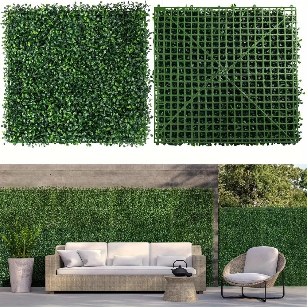 12-Piece Simulated Grass Plant Panels (40in x 30in) - UV-Resistant Wallboards for Indoor/Outdoor Green Wall Backdrops, Decorative Garden Fencing Accents