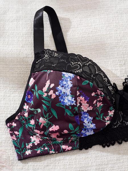 Plus Size Floral Lace Bra Set – Sexy Mid-Rise Panties with Contrast Lace! Stretchy & Comfy 💃 #PlusSizeLingerie #CurvyFashion