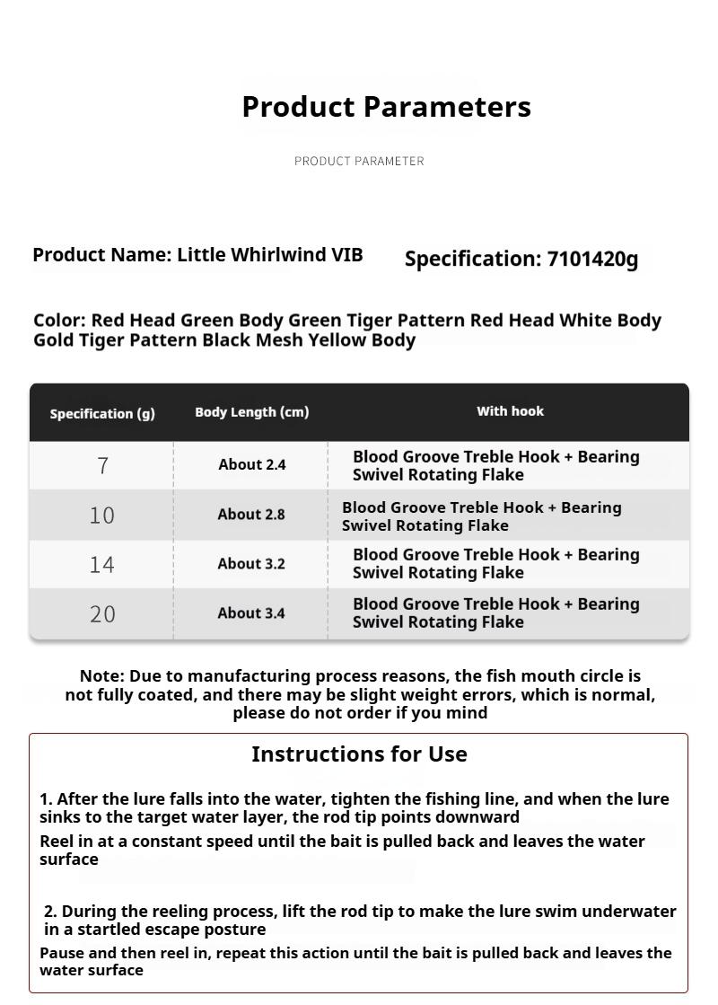 Spinning spinner lures with head weights ensure accurate casting over long distances, reflective surface attracts fish, and has a high hook-up rate. Small whirlwind thumb-vibrating lures, set of 6, available in different weights.