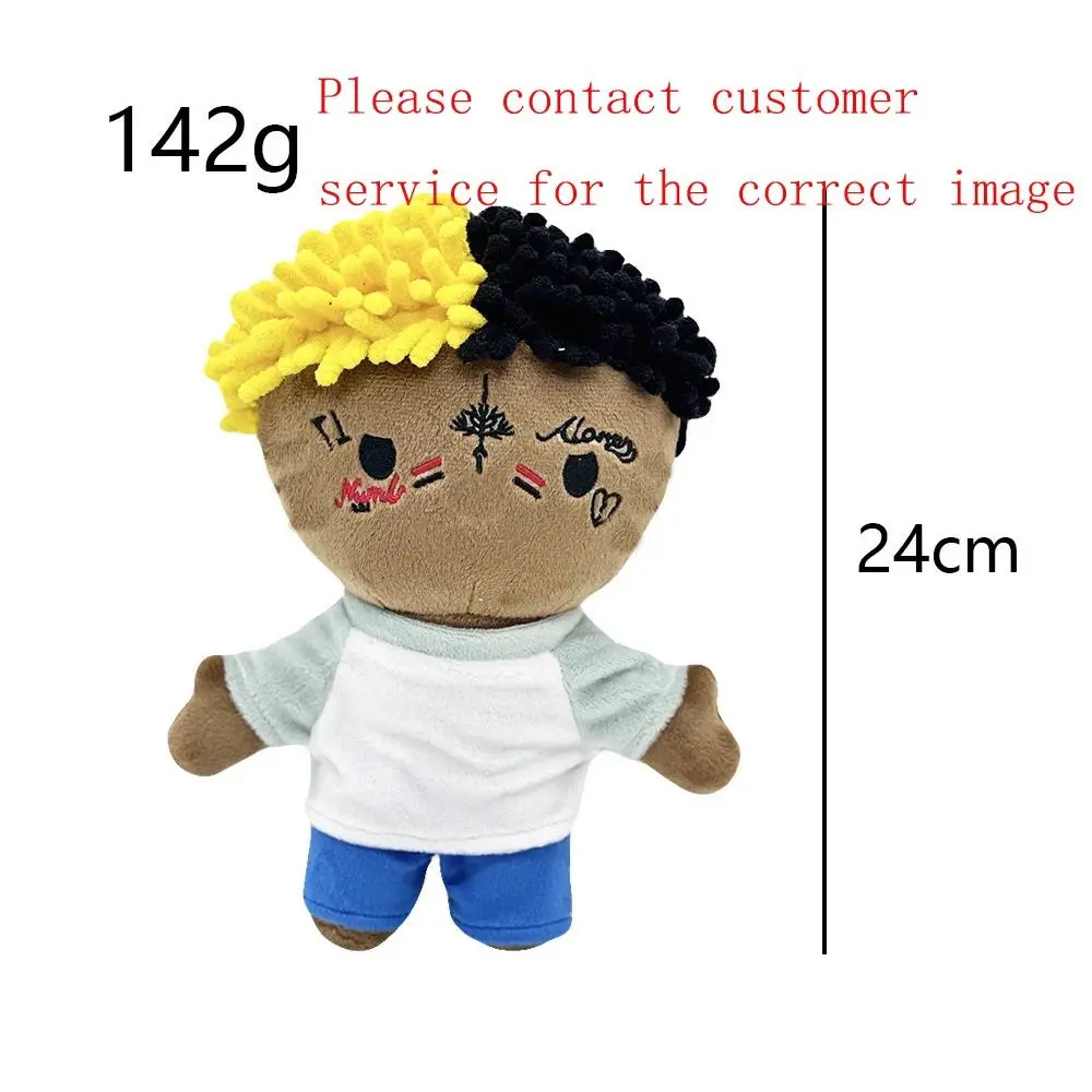 Xxxtentacion Yellow Black Hair Plush Doll Figure Stuffed Toys Cute Kids Boys Girls Birthday Gifts 24cm