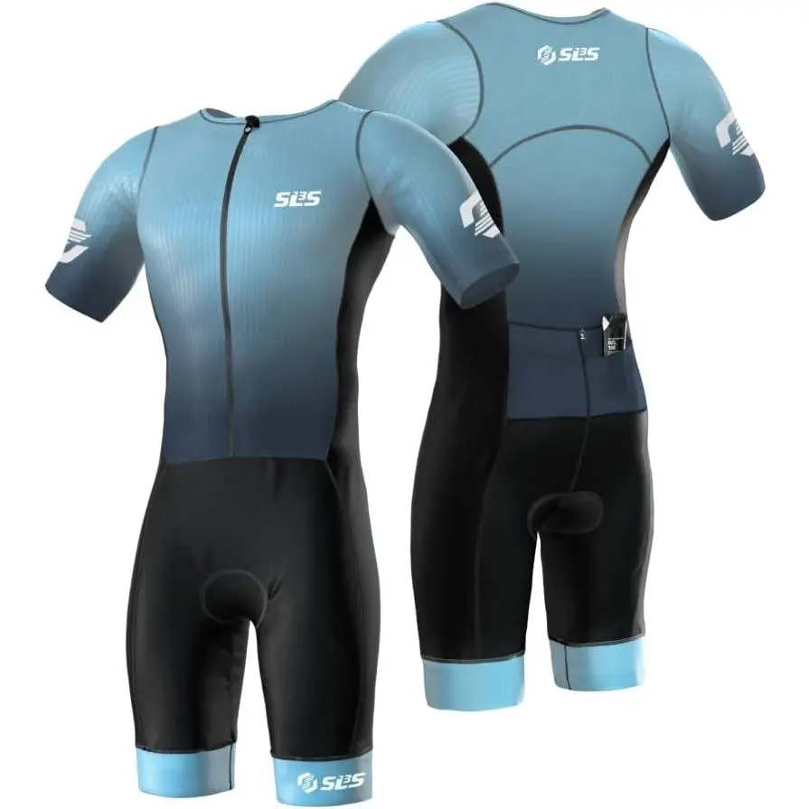 SLS3 Triathlon Suits Mens Elite Aero Tri Suit Men - Trisuit Triathlon - Full Zip, Aero Sleeves, Internal and Rear Pockets