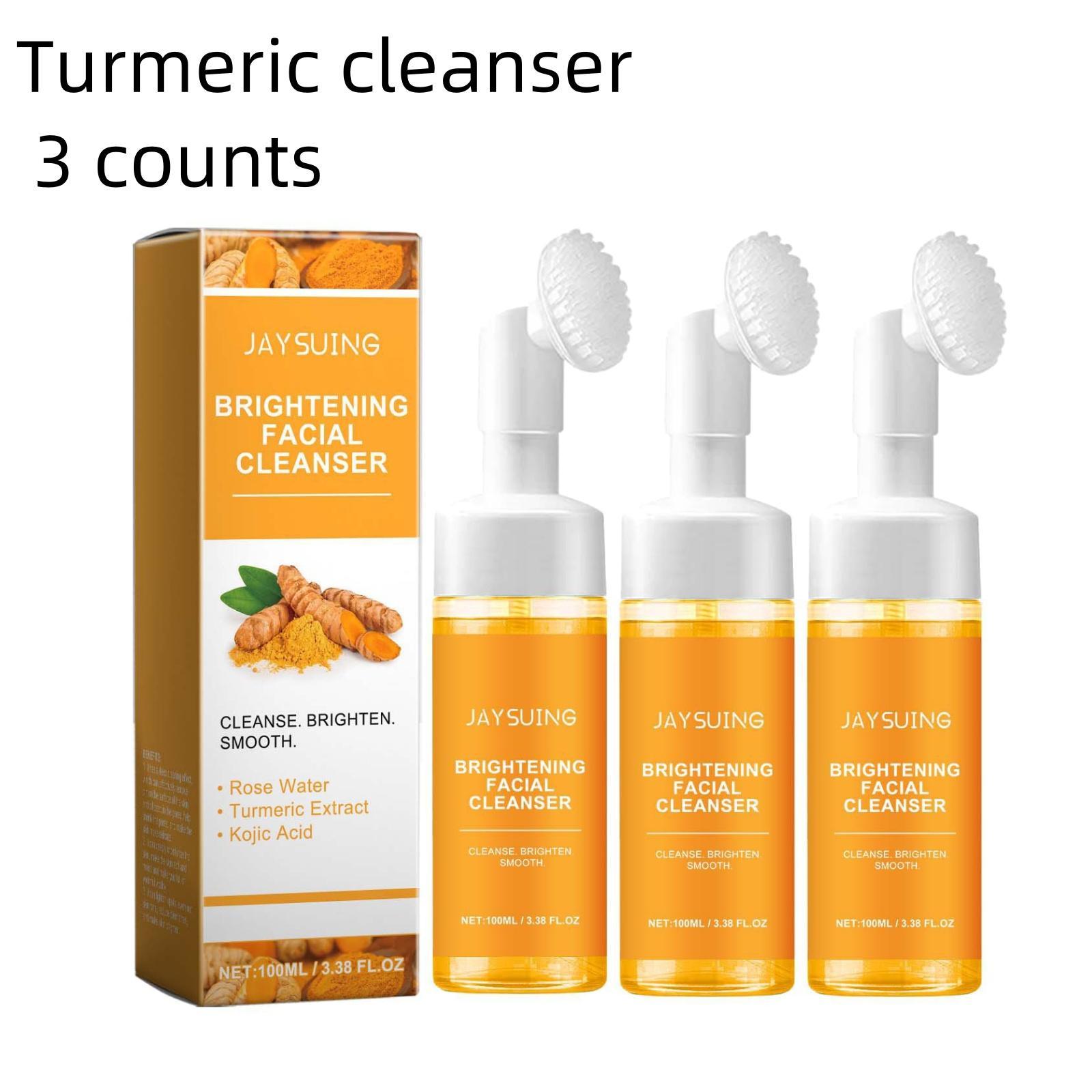 Moisturizing Turmeric Cleanser, 3 Counts Oil Control Gentle Facial Cleansers, Hydrating Facial Cleansing Product for Women & Men, Facial Wash, Hydrate