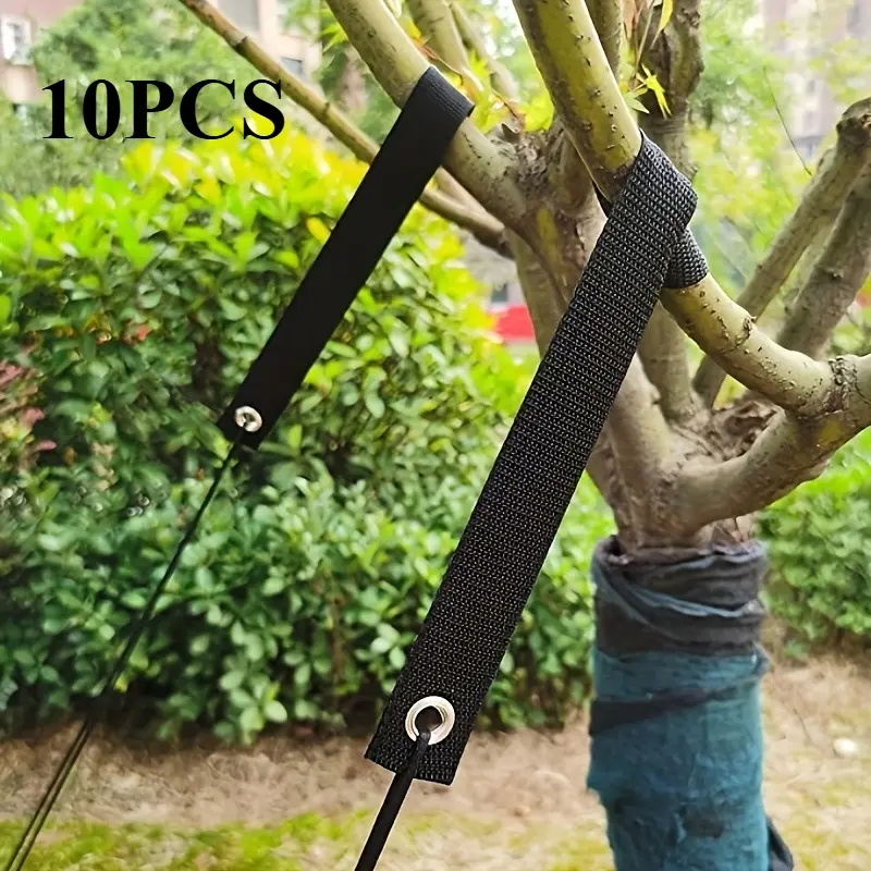 10 Pieces of Heavy-Duty Tree Windbreak Straps - Adjustable Plant Support Anchors With Perforated Safety Belts to Securely Fasten Trees, Prevent Tipping and Damage Caused by Hurricanes and Storms, Tree Straps